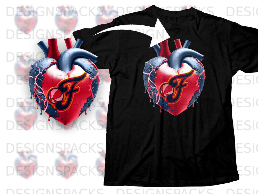 Detailed Heart Design with Letter F T-shirt