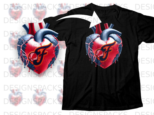 Detailed Heart Design with Letter F T-shirt