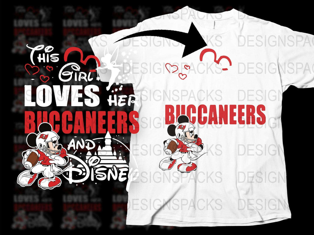 His Girl Loves Her Buccaneers Disney Inspired Couple T-Shirts, Matching Romantic Tees, Valentine's Day Gift Idea