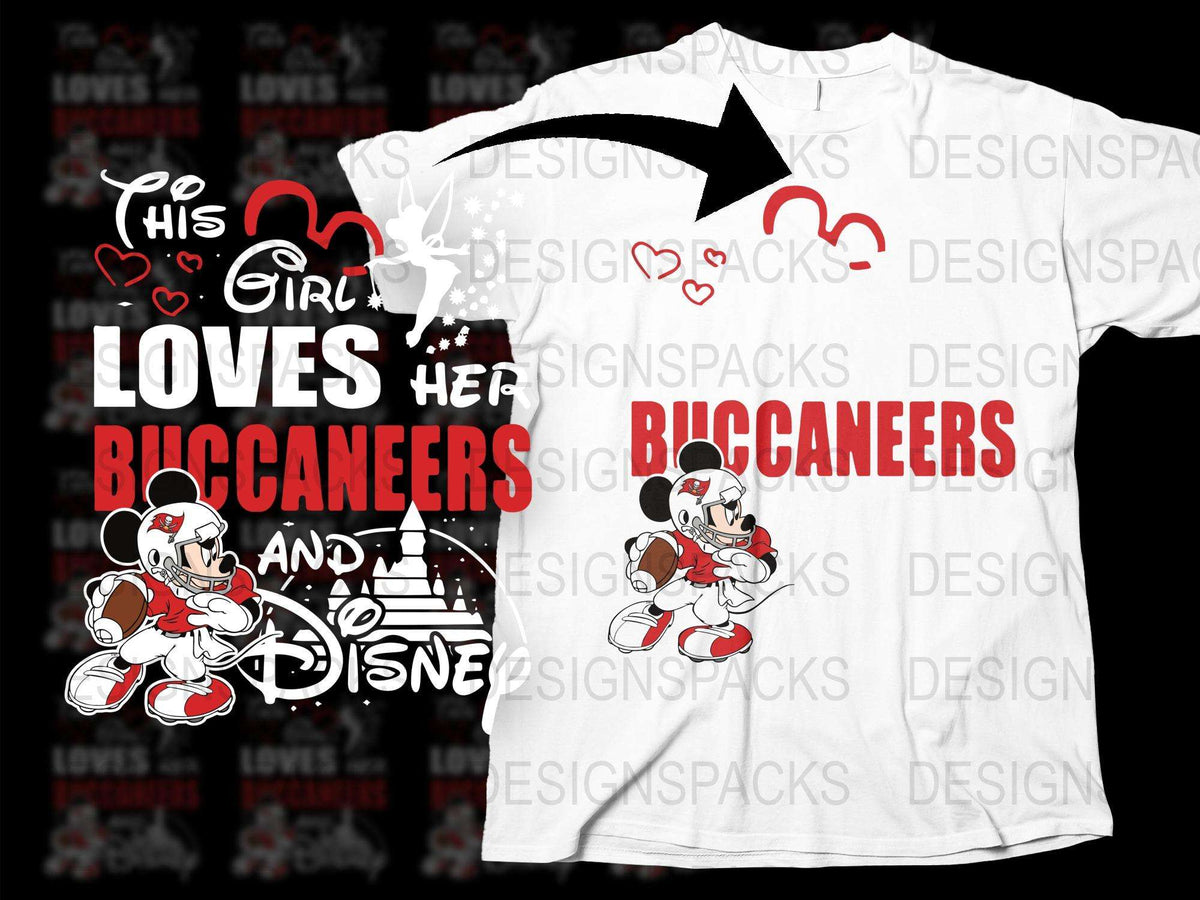 His Girl Loves Her Buccaneers Disney Inspired Couple T-Shirts, Matching Romantic Tees, Valentine's Day Gift Idea