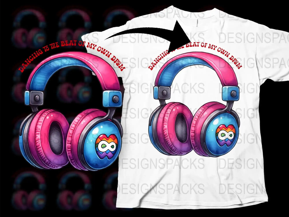 Colorful Headphones T-Shirt Owl Graphic Design, Dancing To My Own Beat Tee