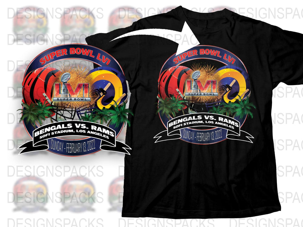 Super Bowl LVI T-Shirt, Bengals vs Rams 2022, Los Angeles Stadium Collectible, Sports Fan Apparel, Football Event Memorabilia