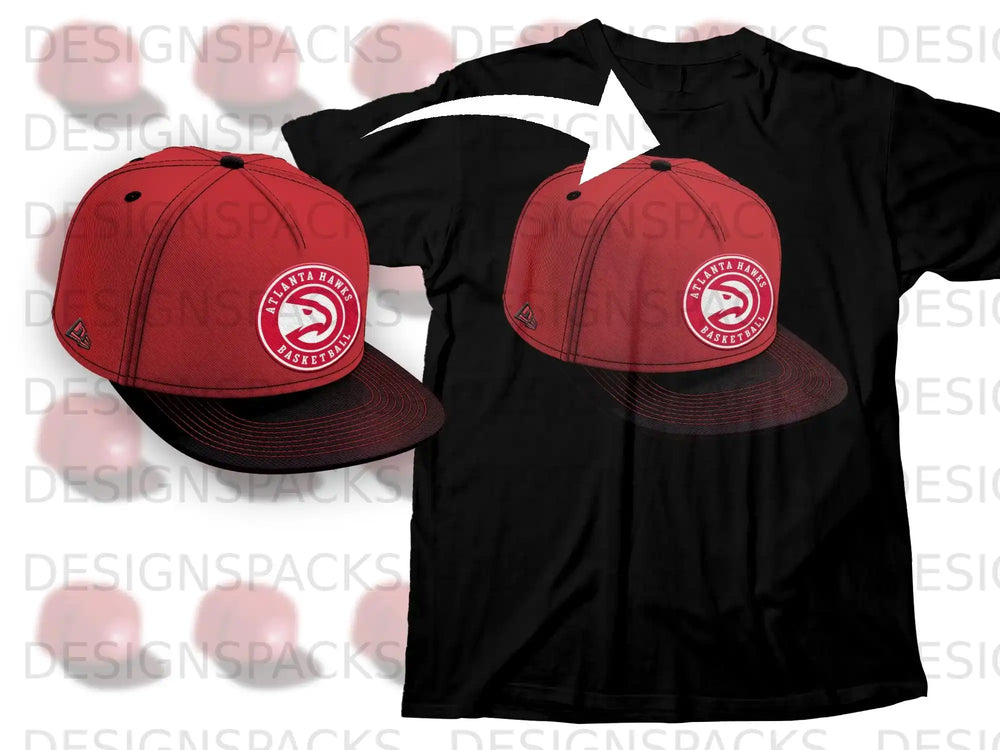 Atlanta Hawks Basketball Cap Design Graphic Tee