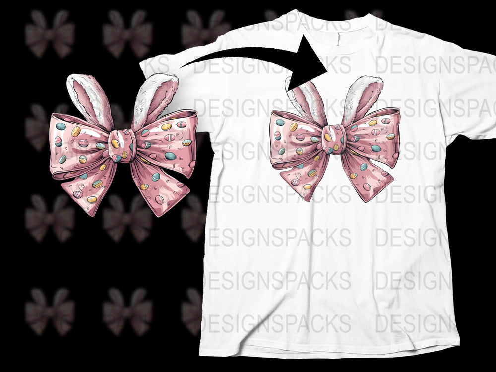 Cute Pink Bow T-Shirt, Stylish Polka Dot Ribbon Design, Women's Fashion Top, Casual Wear, Trendy Graphic Tee