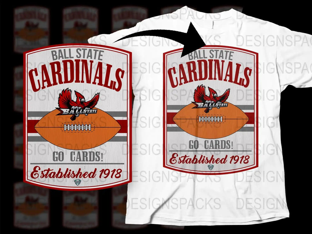 Ball State Cardinals Football T-Shirt, Vintage Go Cards Graphic Tee, Established 1978 Apparel