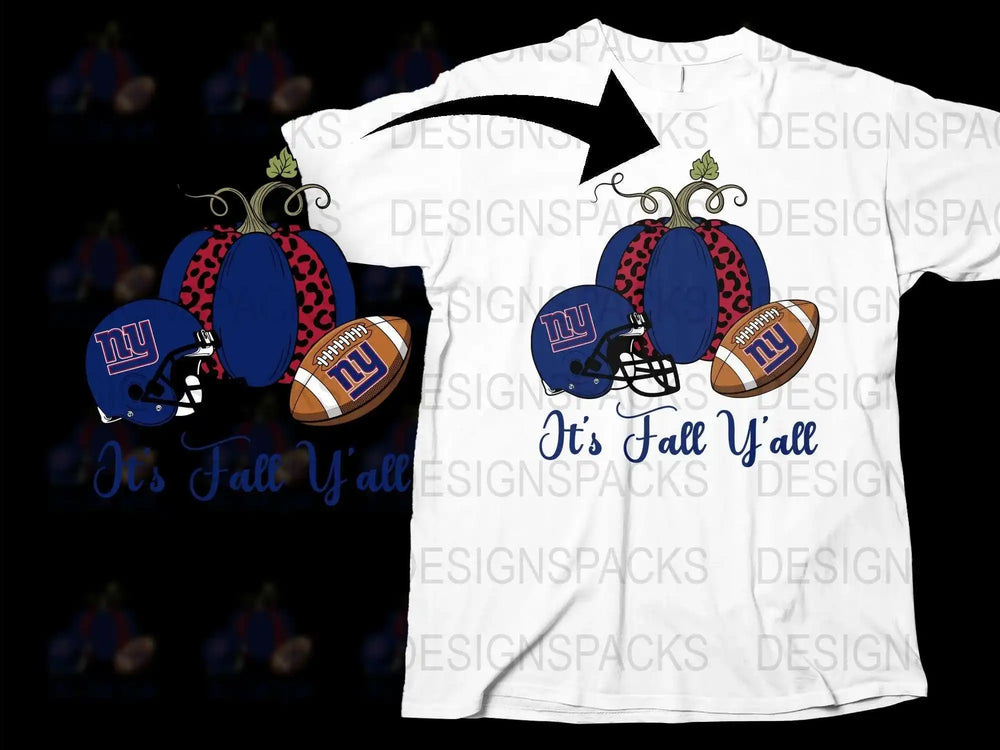 Fall Y'all T-Shirt New York Football Helmet Autumn Graphics Men's White Tee