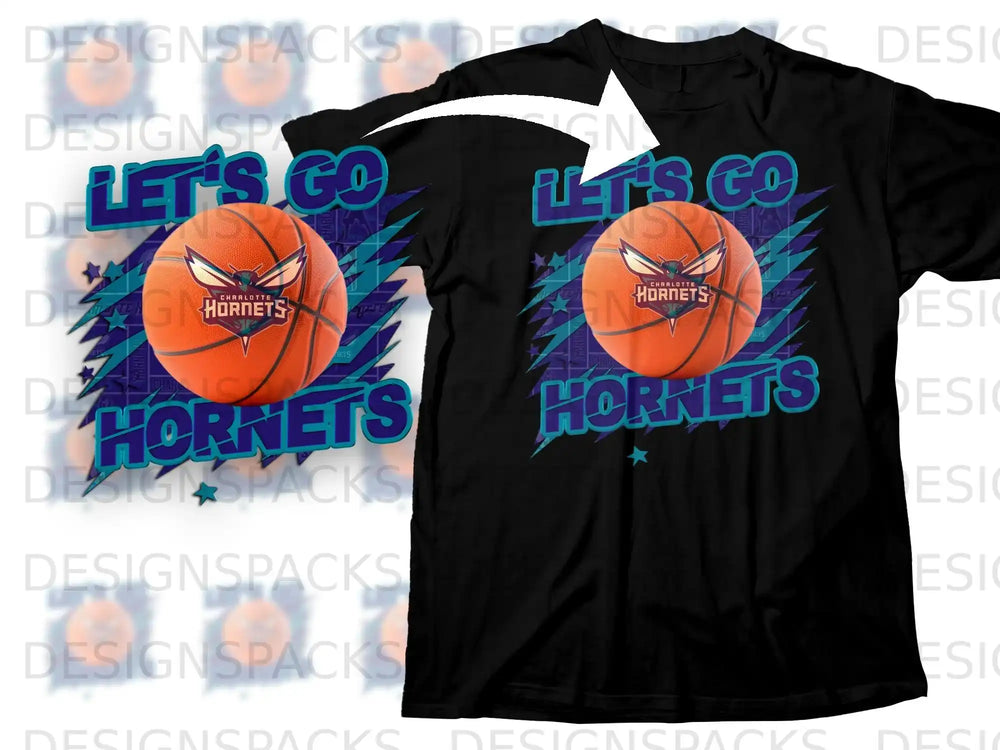Let's Go Hornets Basketball Team Support Graphic Shirt