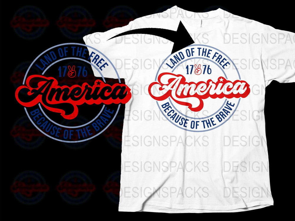 Patriotic America T-Shirt, Land of the Free 1776 Graphic Tee, Red White Blue, Unisex Casual Wear