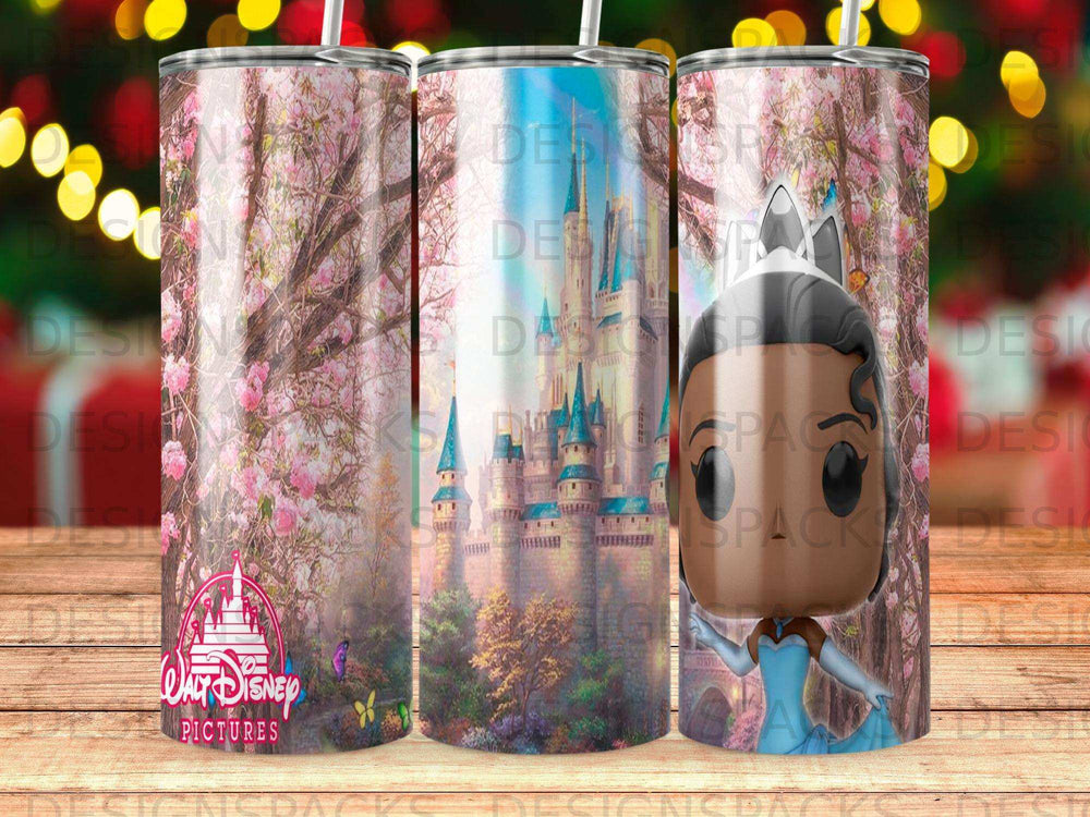 Disney Cinderella Castle with cherry blossoms and Cinderella Pop figure.