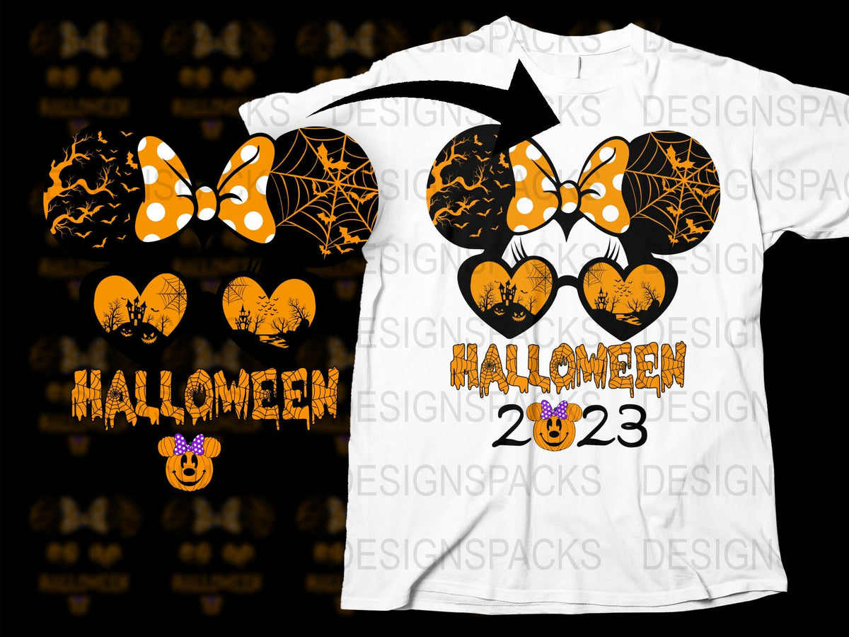 Halloween 2023 T-Shirt, Spooky Mickey Pumpkin Graphic, Orange Black Unisex Tee, Fall Festival Clothing, October Party Apparel