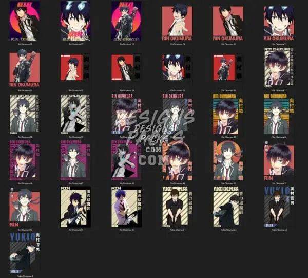 67 Blue Exorcist Anime Designs Bundle PNG designspacks