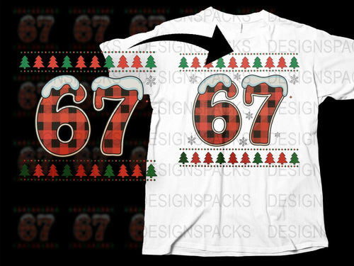 Vintage Style Number 67 Sports Jersey, Retro Graphic T-Shirt, Christmas Edition, Unisex Adult Clothing