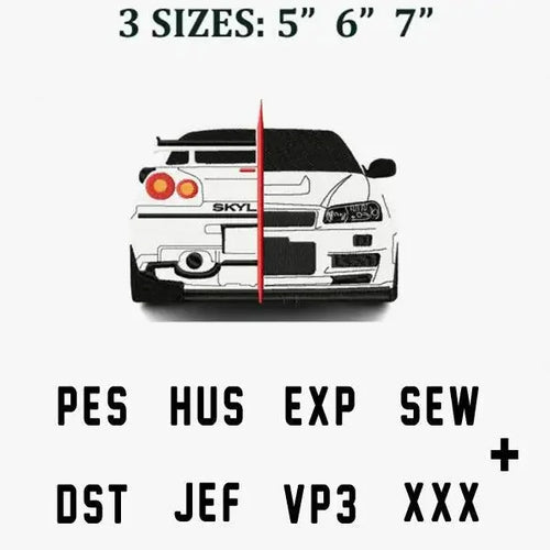 Nissan Skyline Car Embroidery Design