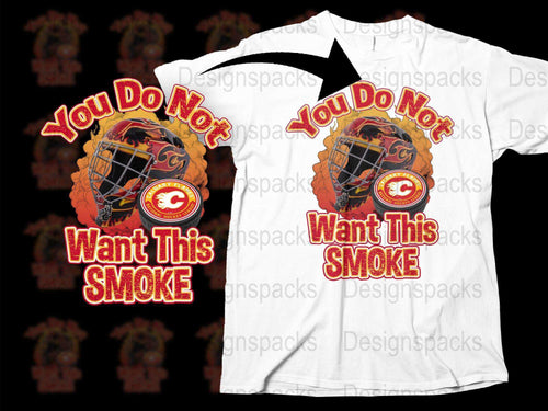 Firefighter Graphic T-Shirt, You Do Not Want This Smoke Tee, Fire Helmet Casual Wear, Bold Red and Orange Design
