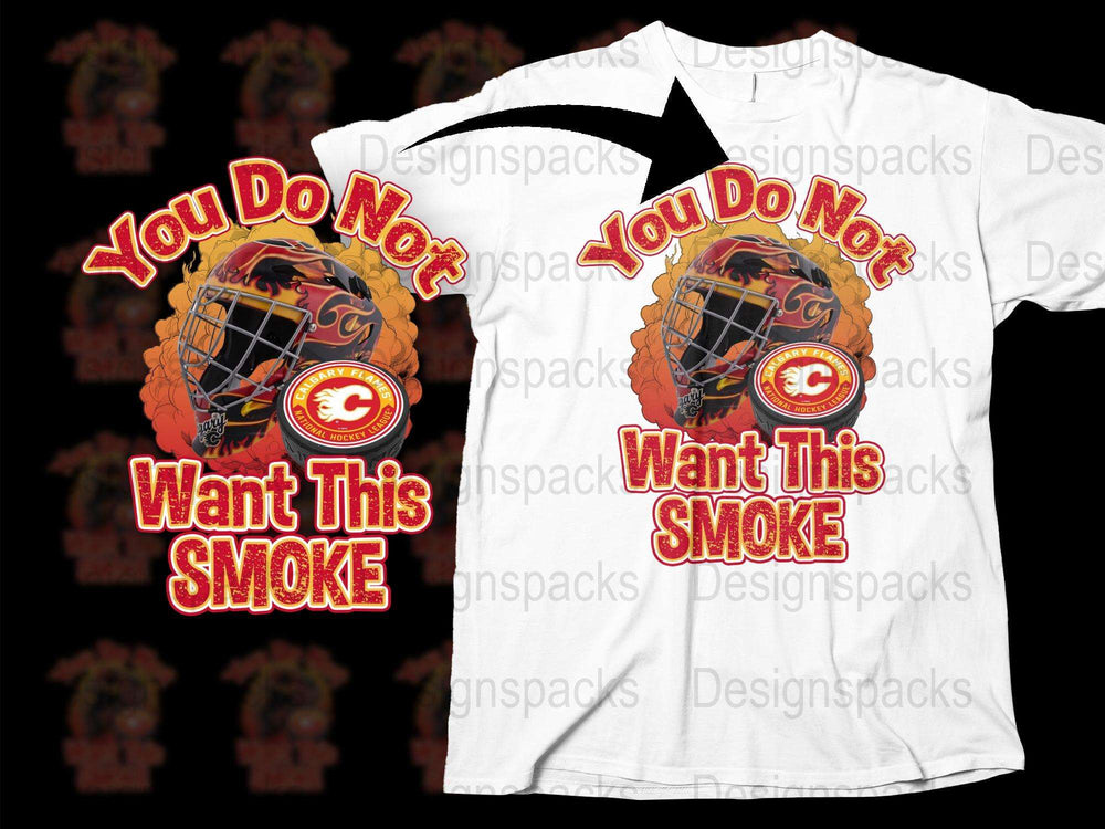 Firefighter Graphic T-Shirt, You Do Not Want This Smoke Tee, Fire Helmet Casual Wear, Bold Red and Orange Design