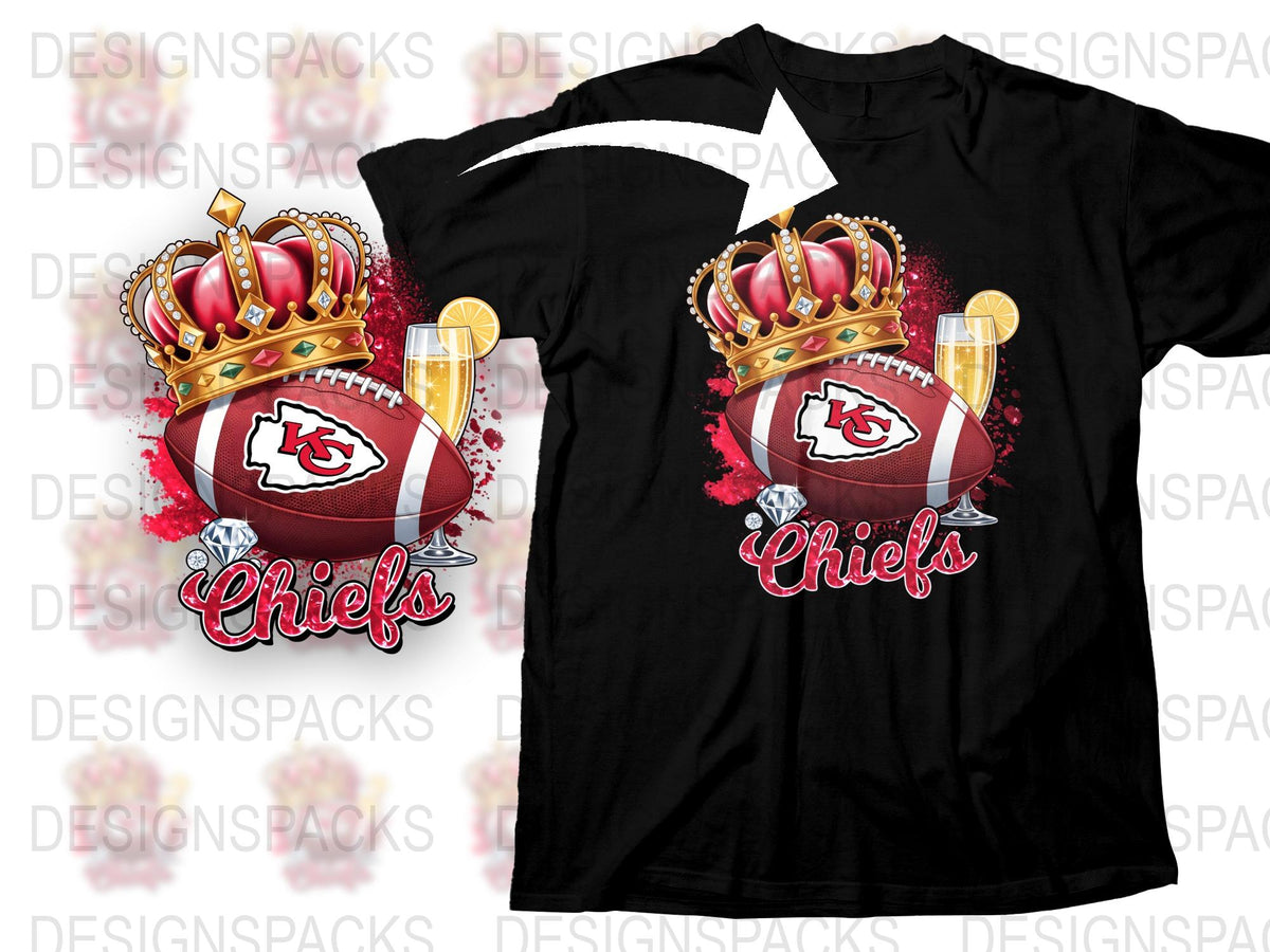 Kansas City Chiefs Inspired T-Shirt, Football Crown Graphic, Sports Fan Apparel, Game Day Gear, Unisex Black Tee