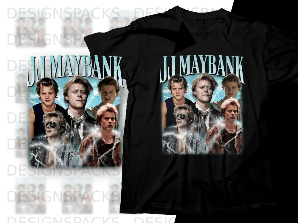 Black t-shirt with graphic of JJ Maybank from Outer Banks.