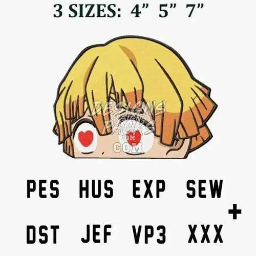 Valentine Zenitsu Agatsuma Anime Embroidery Design