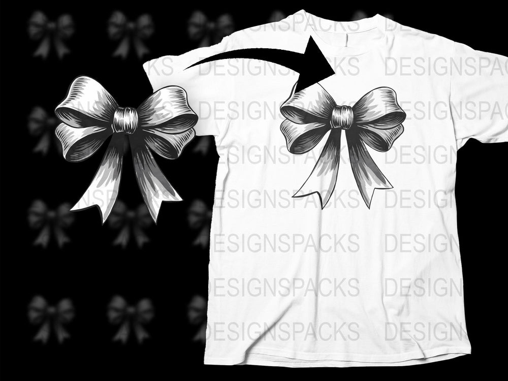 Elegant White T-Shirt with Large Black Bow Design, Modern Graphic Tee, Stylish Casual Wear