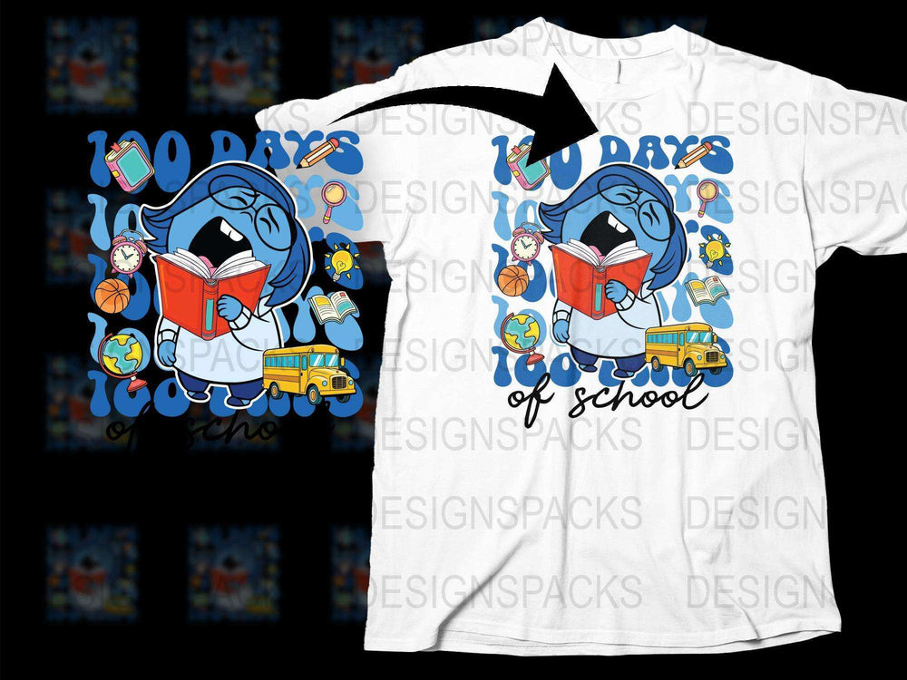 Kids 100 Days of School T-Shirt, Cute Reading Fox Design, Colorful School Bus Graphic Tee for Boys and Girls