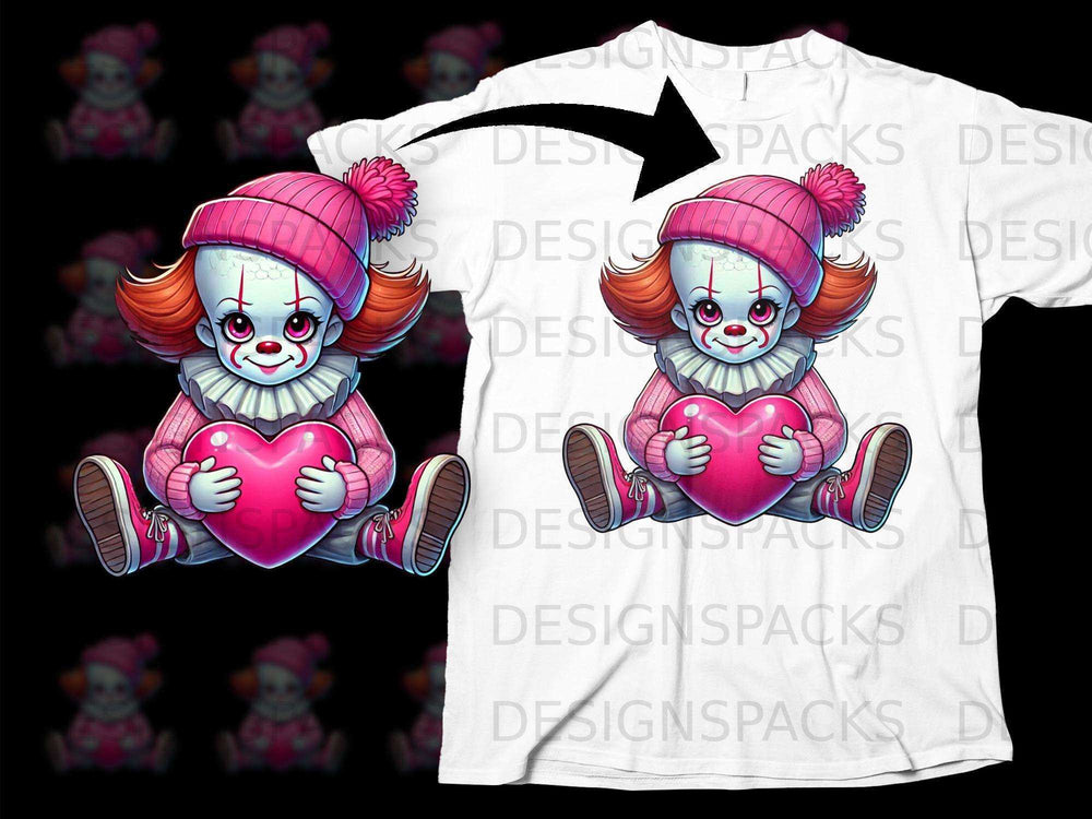 Cute Clown with Heart Pink Beanie T-Shirt