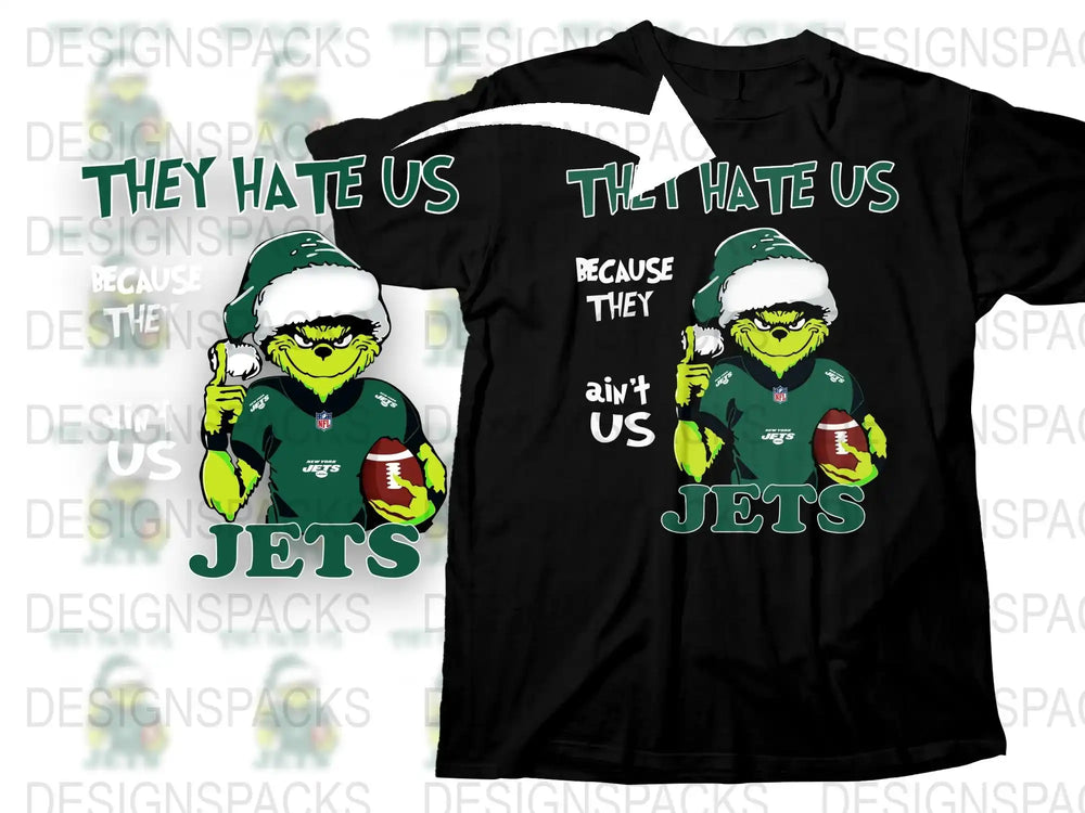 New York Jets Fan T-Shirt, They Hate Us Because They Ain't Us, Cool Duck Mascot Graphic Tee, Football Season Apparel