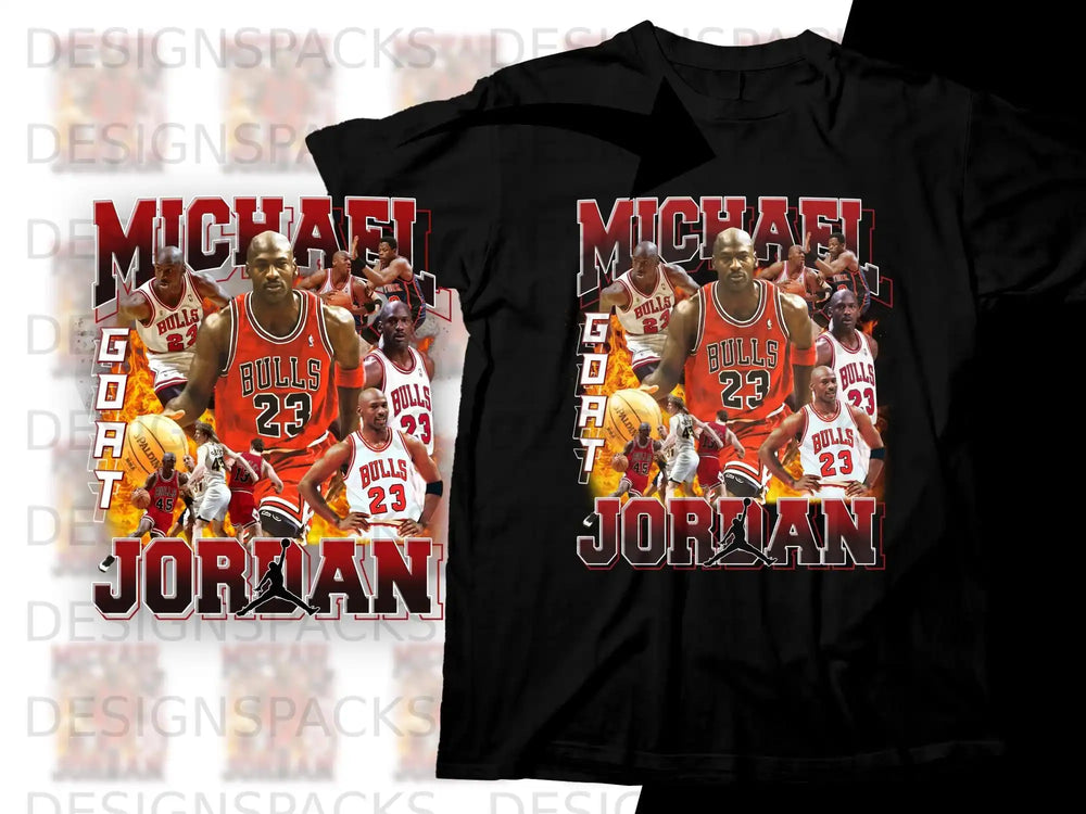 Michael Jordan in Bulls jersey with text "MICHAEL JORDAN".