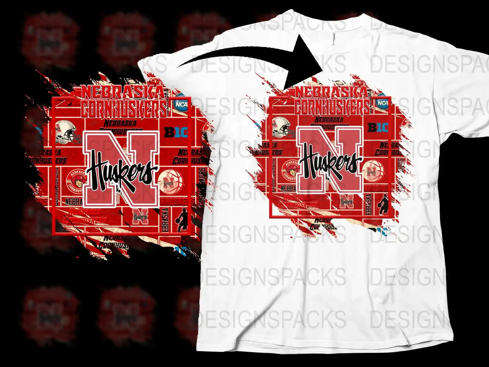 Nebraska Cornhuskers T-Shirt, College Football Fan Gear, Red White Graphic Tee, BIC Logo Apparel