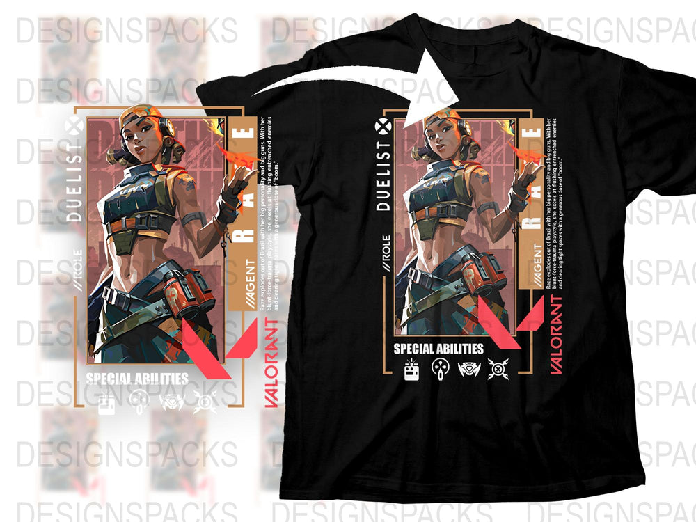 Valorant Duelist Agent Graphic T-Shirt, Gaming Inspired Apparel, Unisex Casual Wear, Unique Design Tee