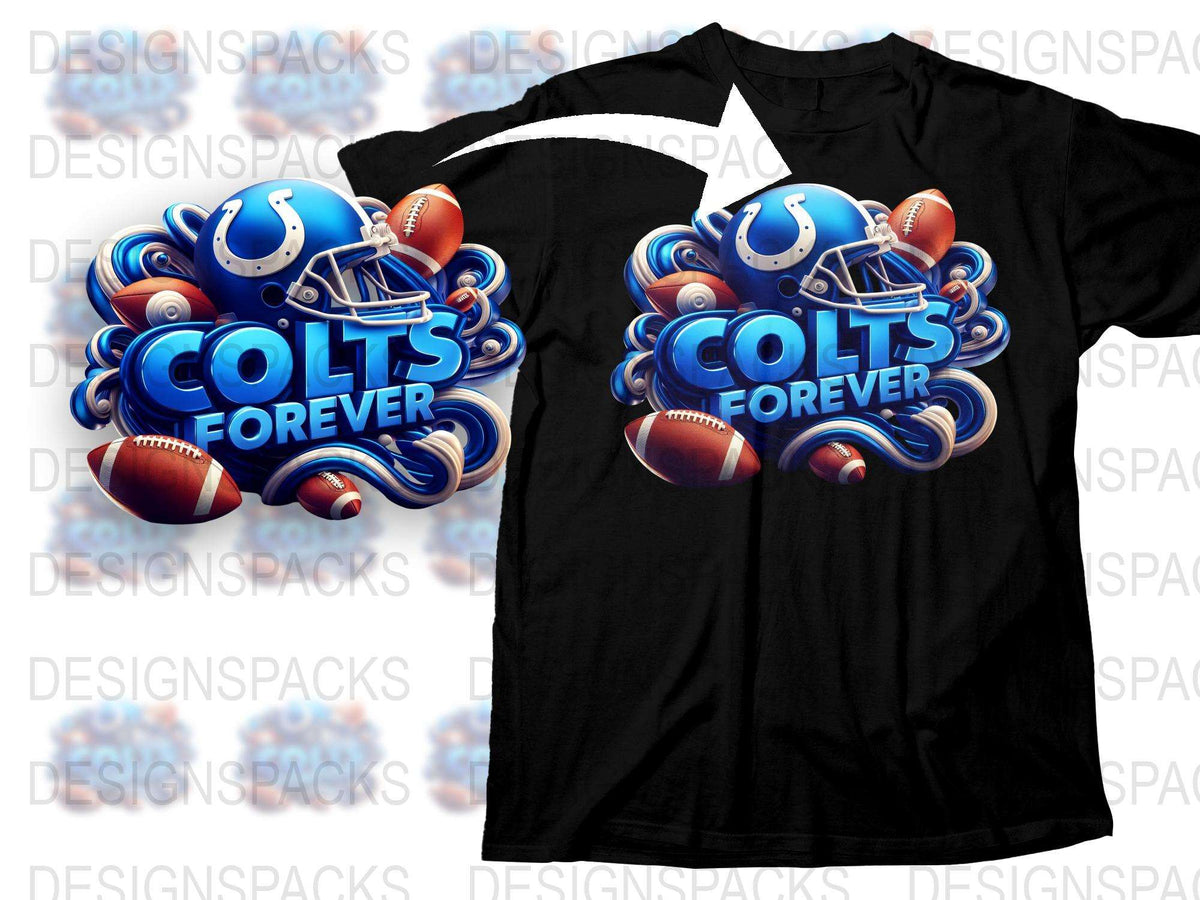 Indianapolis Colts Forever Graphic T-Shirt, Sports Fan Football Apparel, Blue and White Team Shirt