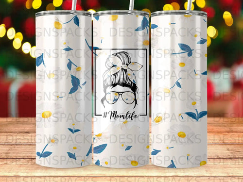 Tumbler with daisies and 