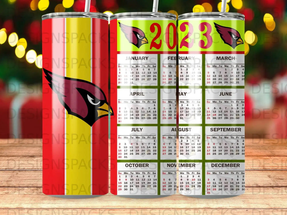 Bold Cardinal 2023 Calendar Tumbler Digital Wrap Design