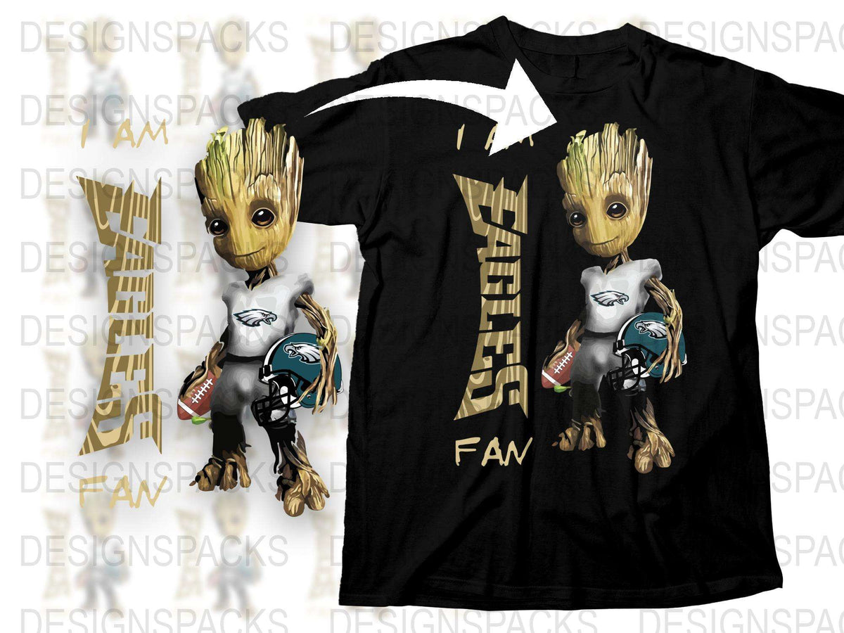 Unique Groot Football Fan T-Shirt, Philadelphia Eagles Inspired Graphic Tee, Superhero Sports Shirt for Men and Women