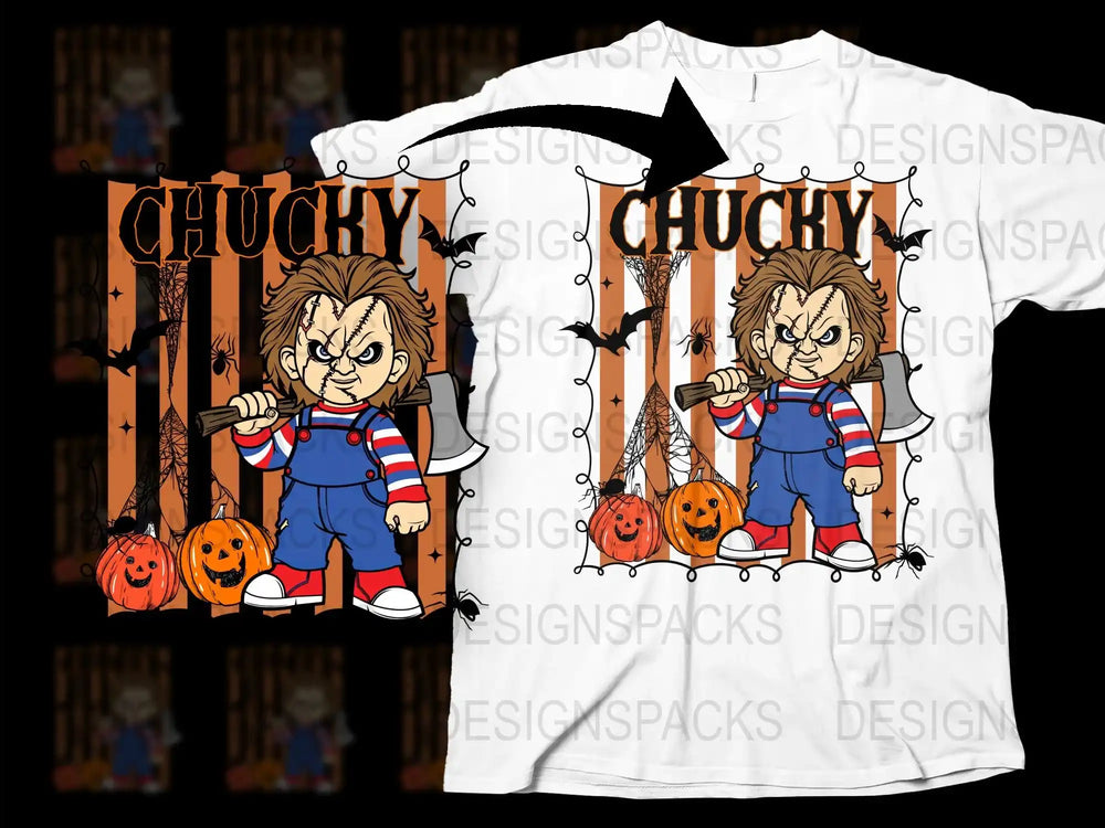 Chucky Horror Movie Graphic T-Shirt, Halloween Spooky Tee, Vintage Horror Character, Cotton Unisex Shirt, Gift for Fans