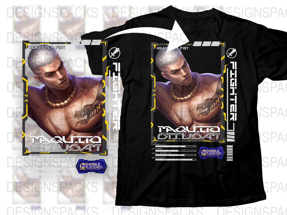 Mobile Legends Paquito T-Shirt, Gaming Graphic Tee, Unisex Fighter Character Shirt, Casual Wear, Gift for Gamers, Unique Design Top