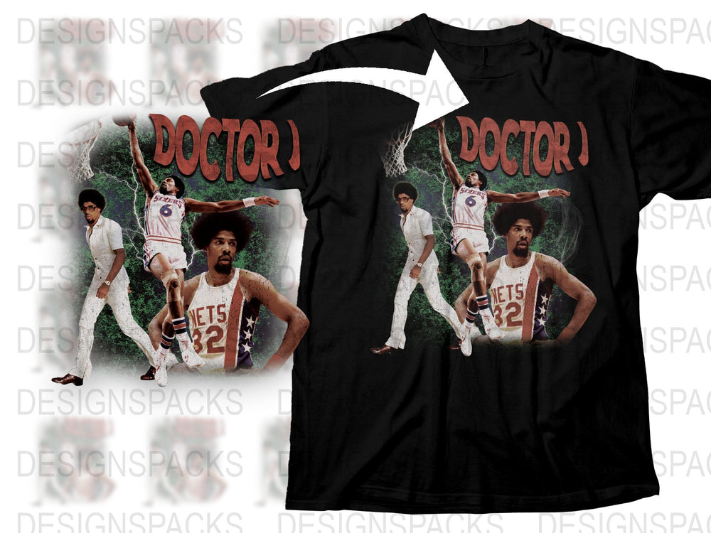 Vintage Basketball T-Shirt, Retro Doctor J Graphic Tee, Classic Sports Apparel, Collectible Nets Shirt