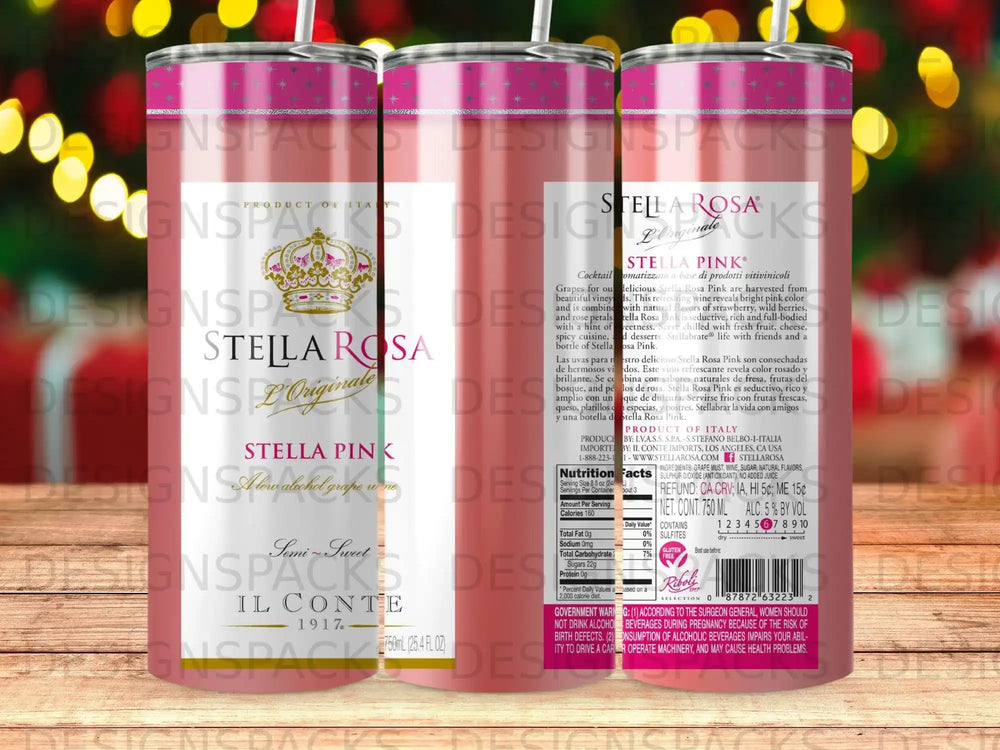 Stella Rosa Pink semi-sweet grape wine with strawberry and rose flavors.