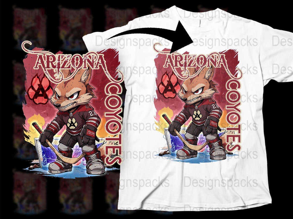 Arizona Coyotes Inspired Hockey T-Shirt, Fan Art Fox Graphic, Vintage Sports Apparel, Unique Gift Idea for Sports Enthusiasts