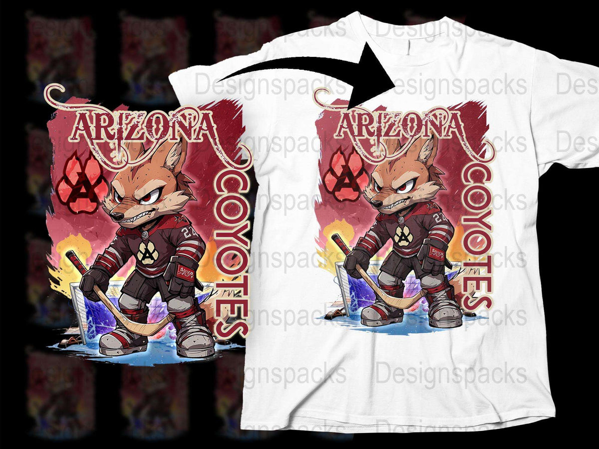 Arizona Coyotes Inspired Hockey T-Shirt, Fan Art Fox Graphic, Vintage Sports Apparel, Unique Gift Idea for Sports Enthusiasts