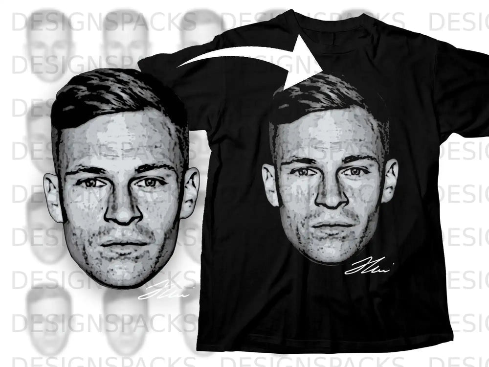 Realistic Face Sketch Graphic Design T-Shirt