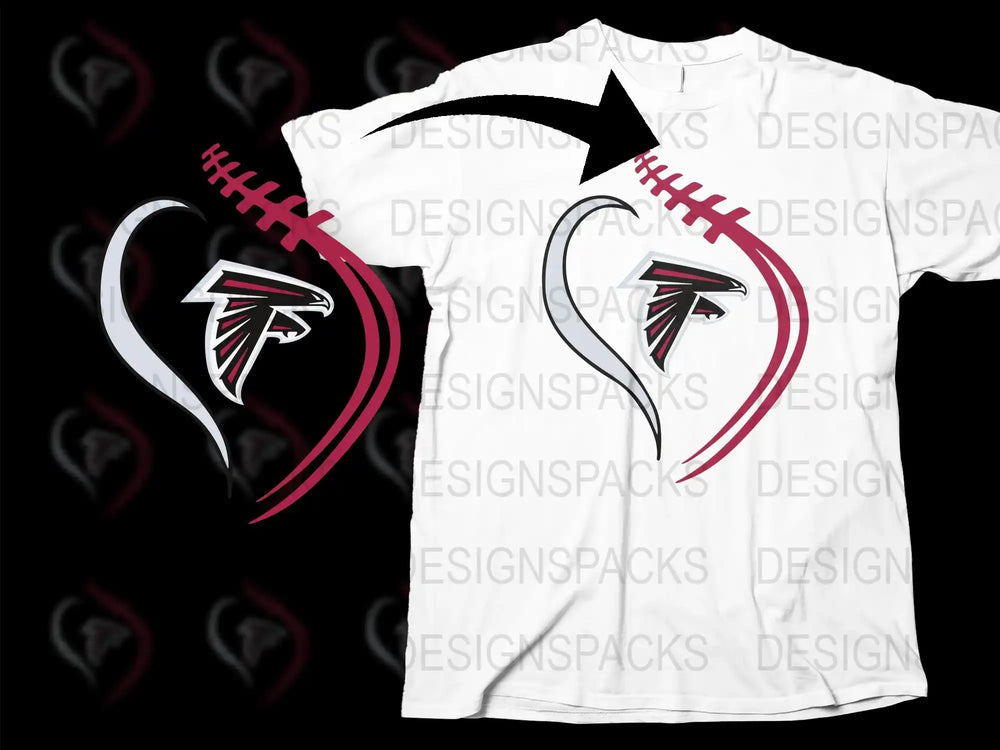 Atlanta Falcons Inspired T-Shirt, Heartbeat Design, Football Fan Apparel, Unisex Sports Tee