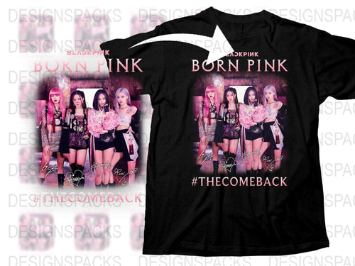 Born Pink The Comeback Band Graphic T-Shirt for Fans, Black Cotton Unisex Fit