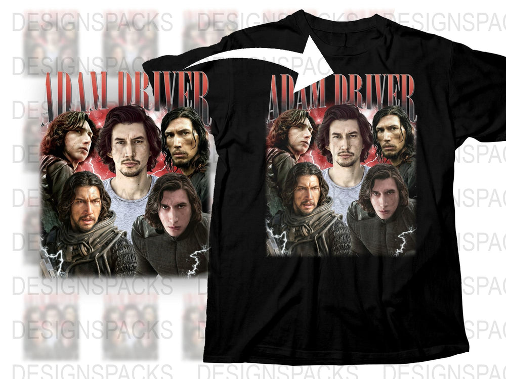 Adam Driver T-Shirt, Movie Star Collage Tee, Unisex Graphic Shirt, Film Character Cotton Top