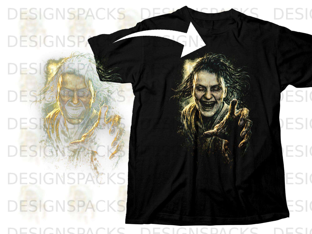 Black t-shirt featuring a monstrous face with outstretched hand.