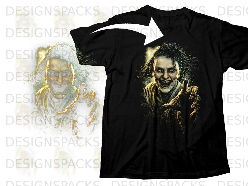 Black t-shirt featuring a monstrous face with outstretched hand.