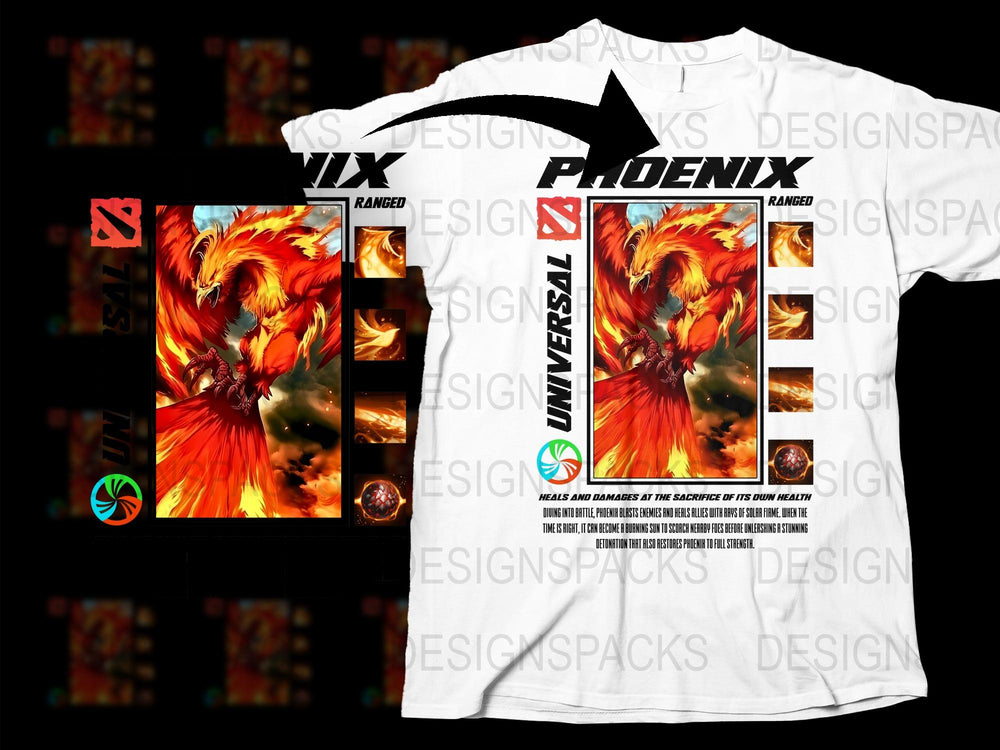 Phoenix Graphic T-Shirt, Fiery Bird Print, Vibrant Colors, Unisex Tee, Casual Streetwear, Unique Design, Comfortable Fit, Lightweight Fabric