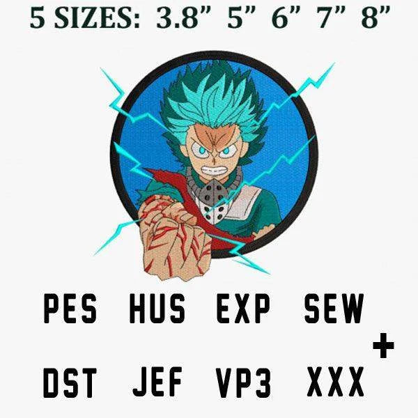 Deku Light Round Anime Embroidery Design