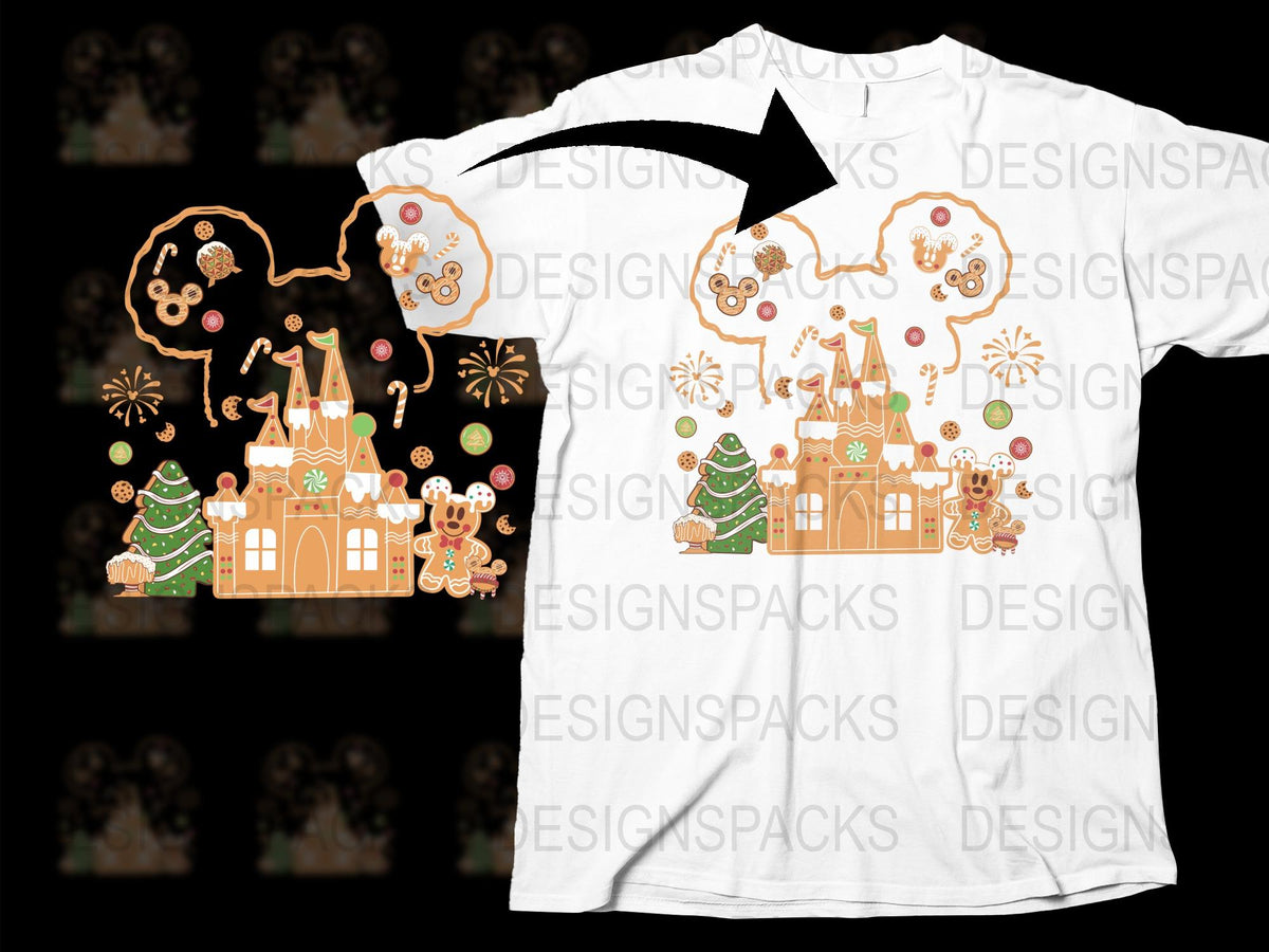 Gingerbread House Christmas T-Shirt, Festive Holiday Tee with Cute Cookie Designs, Unisex Xmas Top