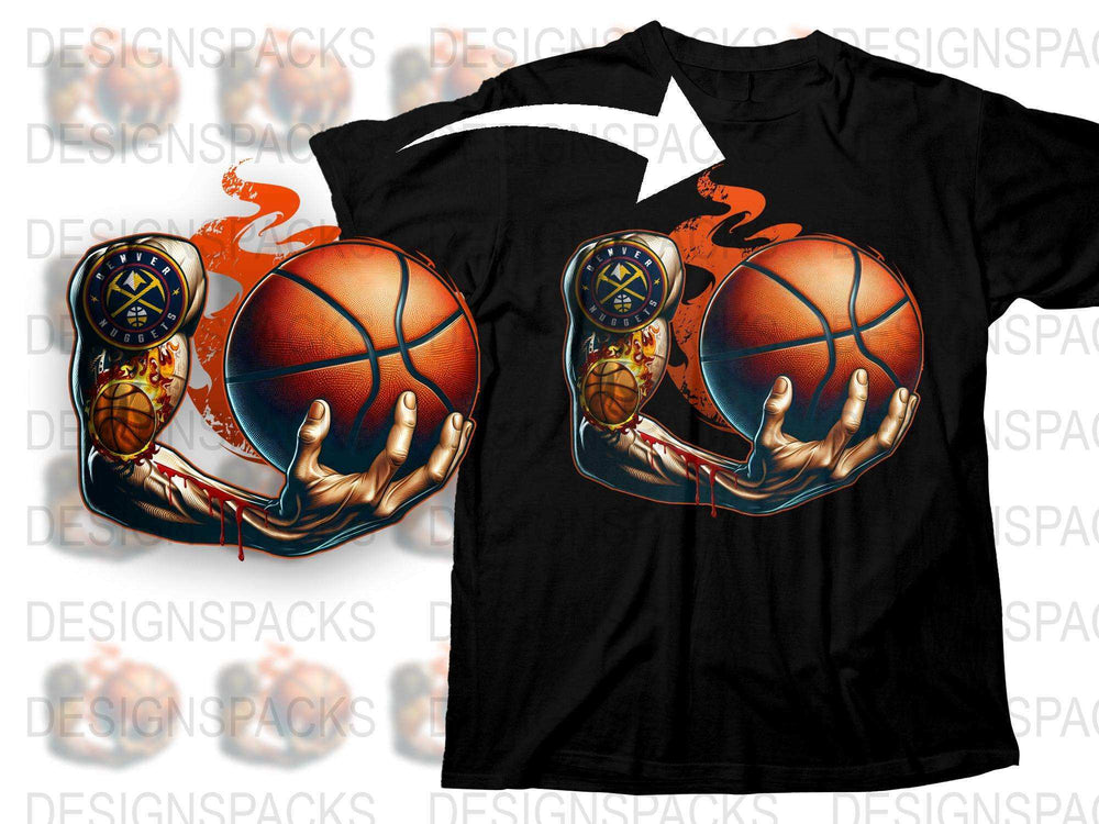 Men's Basketball Graphic T-Shirt, Cool Fiery Ball Design, Athletic Sports Tee, Casual Streetwear, Unique Illustration, Vibrant Colors