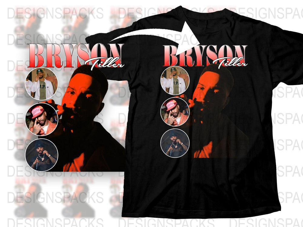 Bryson Tiller Graphic T-Shirt, Black Cotton Tee, Music Artist Portrait Design, Fan Apparel Gift